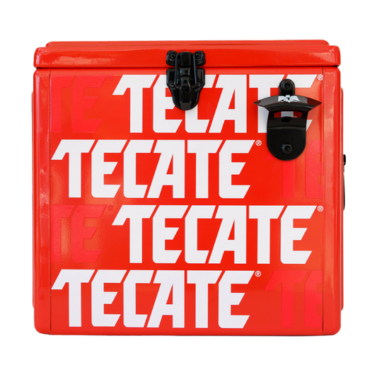 Hielera Metálica varios Tecate  color rojo de 15 lts.