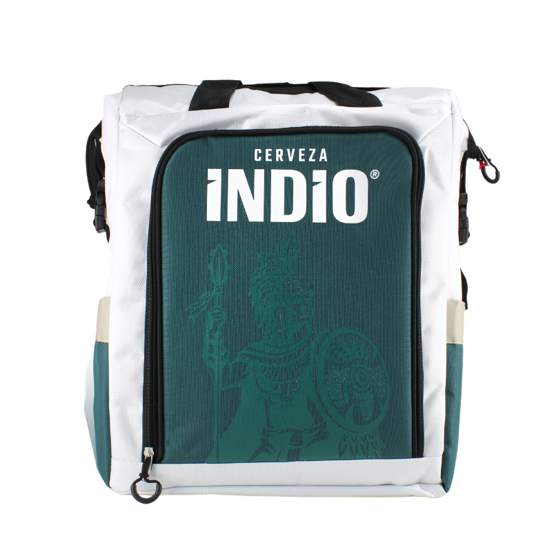 Soft Cooler Back Pack Indio en color Blanca/Verde