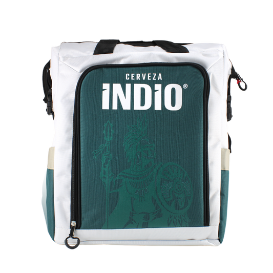 Soft Cooler Back Pack Indio en color Blanca/Verde