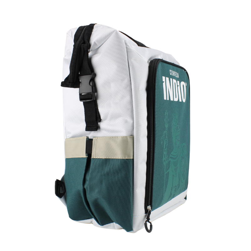 Soft Cooler Back Pack Indio en color Blanca/Verde