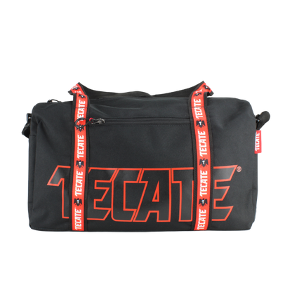 Maleta Deportiva Tecate Negra Logo Outline Rojo.