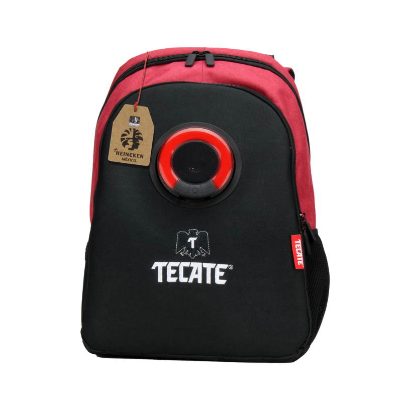 Mochila con bocina y luz LED color rojo/negro 3EYE Tecate