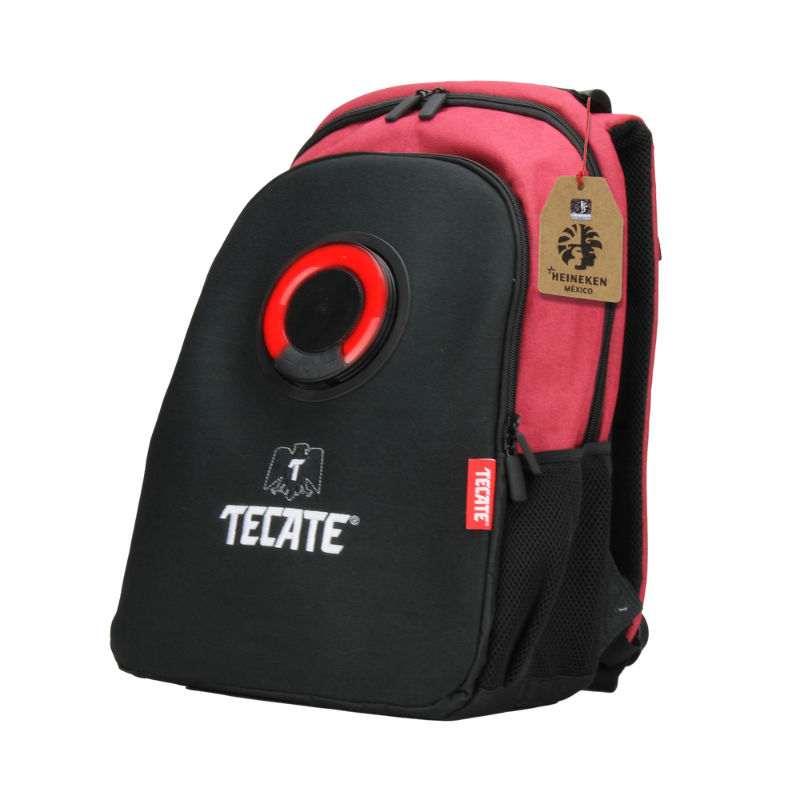 Mochila con bocina y luz LED color rojo/negro 3EYE Tecate