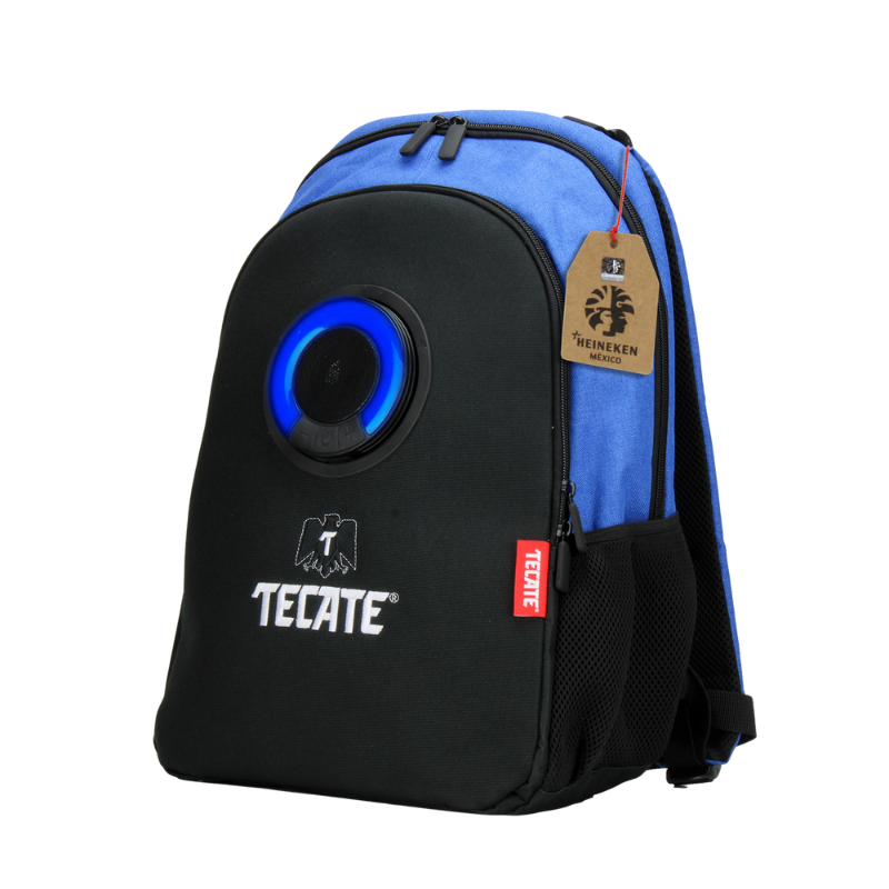 Mochila con bocina y luz LED color azul/negro 3EYE Tecate