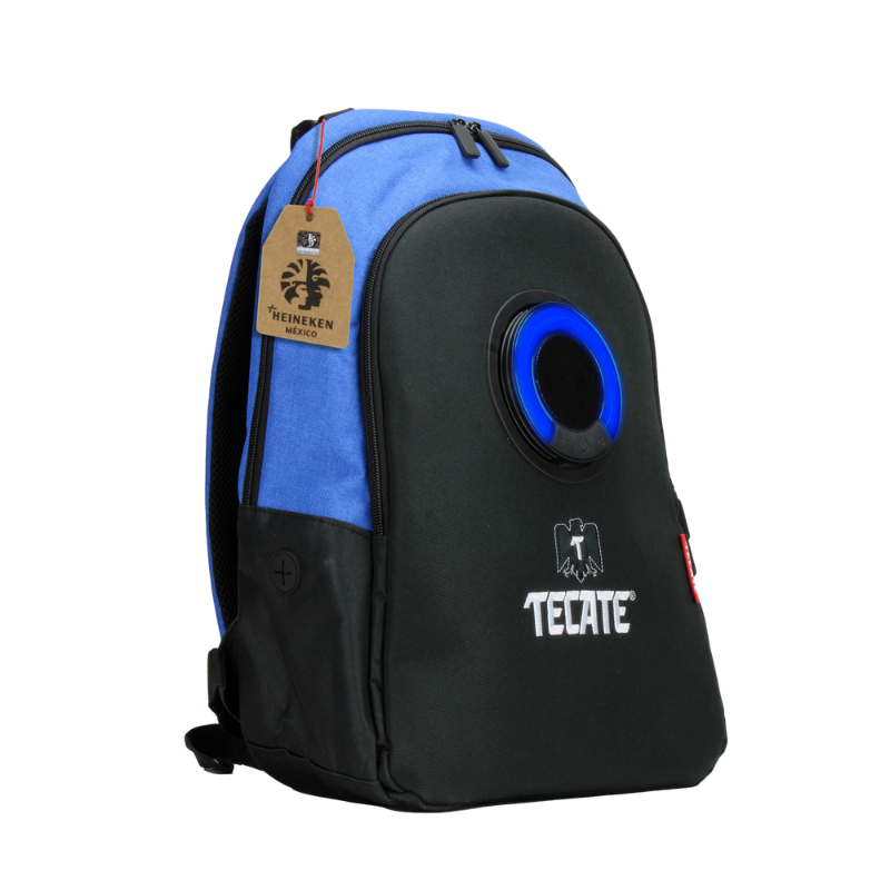 Mochila con bocina y luz LED color azul/negro 3EYE Tecate