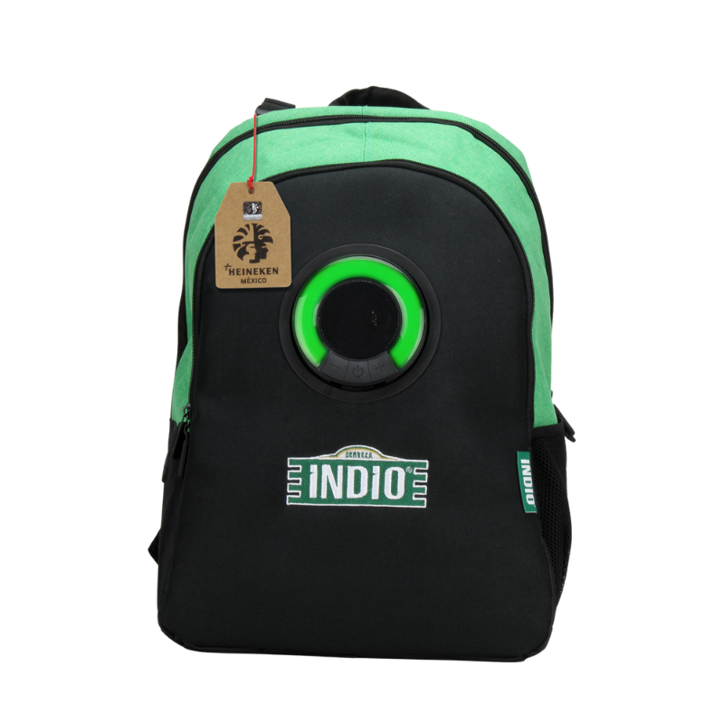 Mochila con bocina y luz LED color verde/negro 3EYE Indio