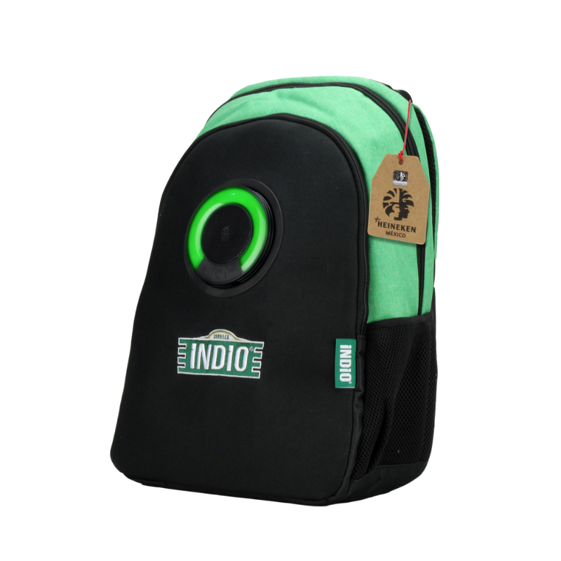 Mochila con bocina y luz LED color verde/negro 3EYE Indio