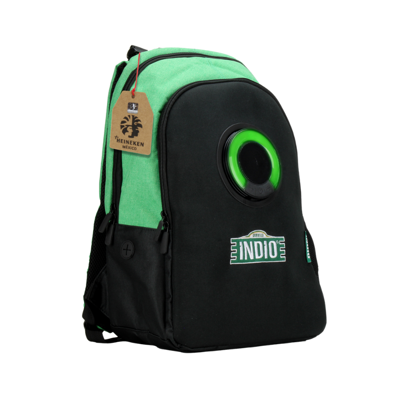 Mochila con bocina y luz LED color verde/negro 3EYE Indio