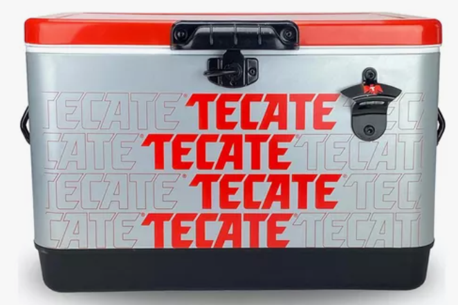 Hielera Metálica multi logos Tecate de 30 lt con capacidad para 36 latas