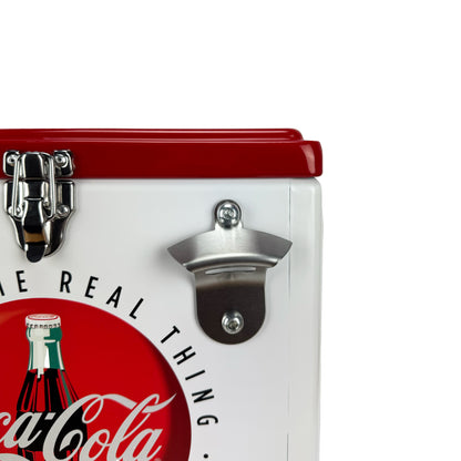 Hielera Metálica Coca-Cola Blanco con Rojo Capacidad 15 Lts 18 Latas